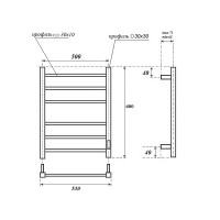 Полотенцесушитель электрический Apextermo Terra TR00165WM, ширина 50 см, высота 60 см, диммер справа, цвет белый матовый