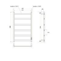 Полотенцесушитель электрический Apextermo Terra TR00384BL, ширина 45 см, высота 80 см, диммер справа, цвет черный