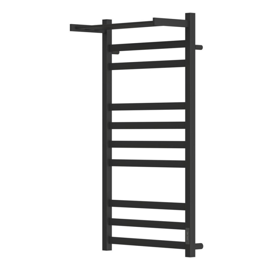 Полотенцесушитель электрический Apextermo Terra TR01104BM, ширина 40 см, высота 100 см, диммер справа, с полкой, цвет черный матовый