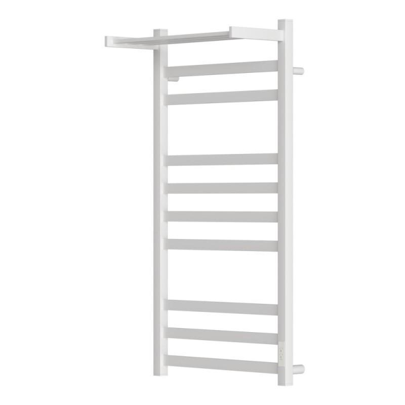 Полотенцесушитель электрический Apextermo Terra TR01104WM, ширина 40 см, высота 100 см, диммер справа, с полкой, цвет белый матовый