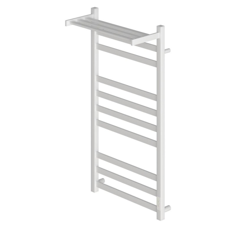 Полотенцесушитель электрический Apextermo Terra TR01104WM, ширина 40 см, высота 100 см, диммер справа, с полкой, цвет белый матовый