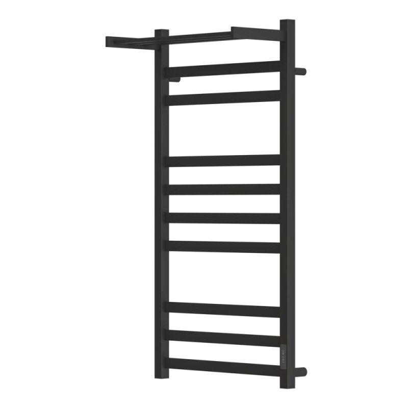 Полотенцесушитель электрический Apextermo Terra TR01105BM, ширина 50 см, высота 100 см, диммер справа, с полкой, цвет черный матовый