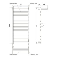 Полотенцесушитель электрический Apextermo Terra TR01105BM, ширина 50 см, высота 100 см, диммер справа, с полкой, цвет черный матовый