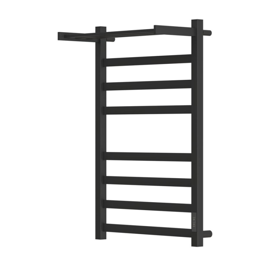 Полотенцесушитель электрический Apextermo Terra TR01184BM, ширина 40 см, высота 80 см, диммер справа, с полкой, цвет черный матовый
