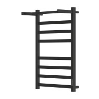 Полотенцесушитель электрический Apextermo Terra TR01185BM, ширина 50 см, высота 80 см, диммер справа, с полкой, цвет черный матовый