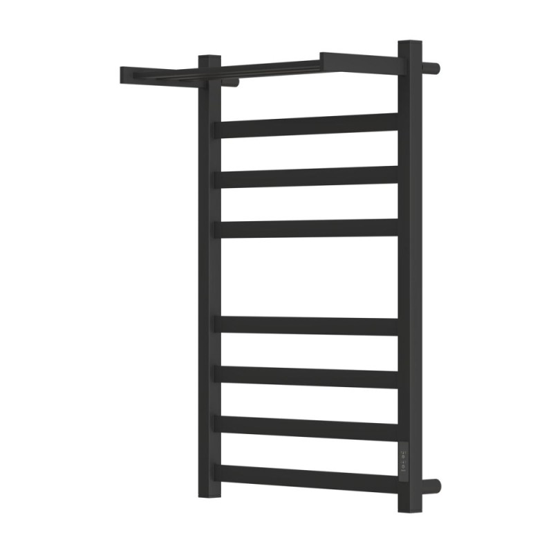 Полотенцесушитель электрический Apextermo Terra TR01185BM, ширина 50 см, высота 80 см, диммер справа, с полкой, цвет черный матовый