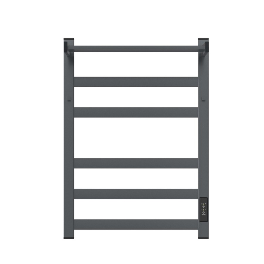Полотенцесушитель электрический Apextermo Terra TR11164GF, ширина 40 см, высота 60 см, диммер справа, с крючками и полкой, цвет графит металлик