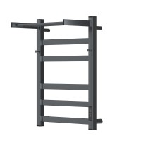 Полотенцесушитель электрический Apextermo Terra TR11164GF, ширина 40 см, высота 60 см, диммер справа, с крючками и полкой, цвет графит металлик