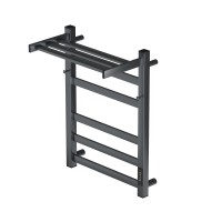 Полотенцесушитель электрический Apextermo Terra TR11164GF, ширина 40 см, высота 60 см, диммер справа, с крючками и полкой, цвет графит металлик