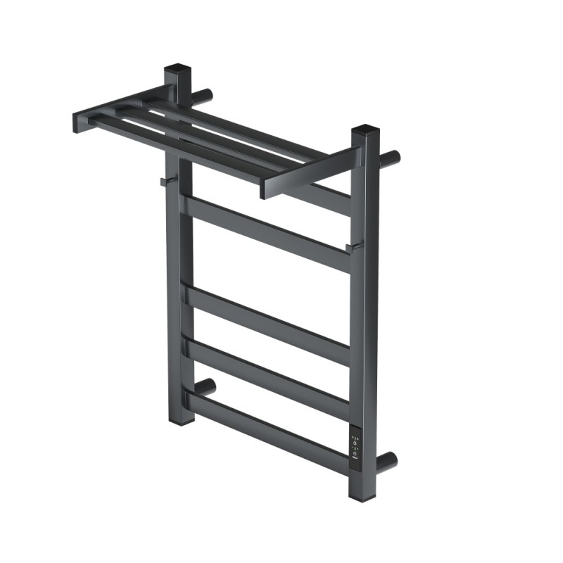 Полотенцесушитель электрический Apextermo Terra TR11164GF, ширина 40 см, высота 60 см, диммер справа, с крючками и полкой, цвет графит металлик