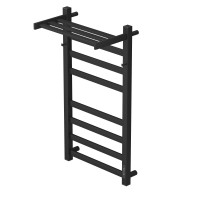 Полотенцесушитель электрический Apextermo Terra TR11184BM, ширина 40 см, высота 80 см, диммер справа, с крючками и полкой, цвет черный матовый