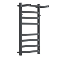 Полотенцесушитель электрический Apextermo Terra TR11184GF, ширина 40 см, высота 80 см, диммер справа, с крючками и полкой, цвет графит металлик
