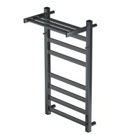 Полотенцесушитель электрический Apextermo Terra TR11184GF, ширина 40 см, высота 80 см, диммер справа, с крючками и полкой, цвет графит металлик