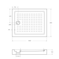 Поддон акриловый Cezares TRAY-A-AH-100/80-15-W, с сифоном в комплекте