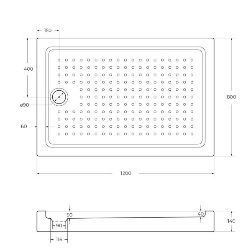 Душевой поддон Cezares Tray TRAY-A-AH-120/80-15-W0-AH 120 x 80 см акриловый