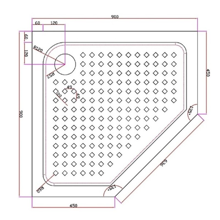 Душевой поддон Cezares Tray TRAY-A-P-90-15-W0-A-P 90 x 90 см акриловый