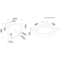 Поддон акриловый Cezares TRAY-A-R-90-550-15-W-W0 без сифона