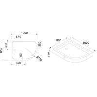 Поддон акриловый Cezares TRAY-A-RH-100/80-550-15-W без сифона