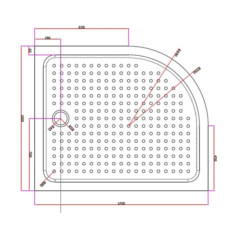 Поддон акриловый Cezares TRAY-A-RH-120/100-550-15-W