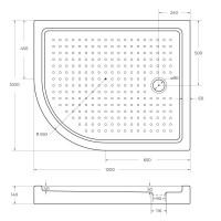 Поддон акриловый Cezares TRAY-A-RH-120/100-550-15-W
