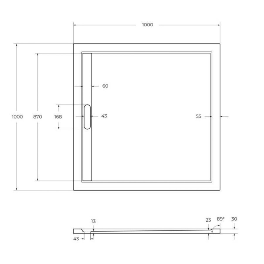 Душевой поддон Cezares Tray TRAY-AS-A-100-30-NERO 100 x 100 см из искусственного камня, черный матовый