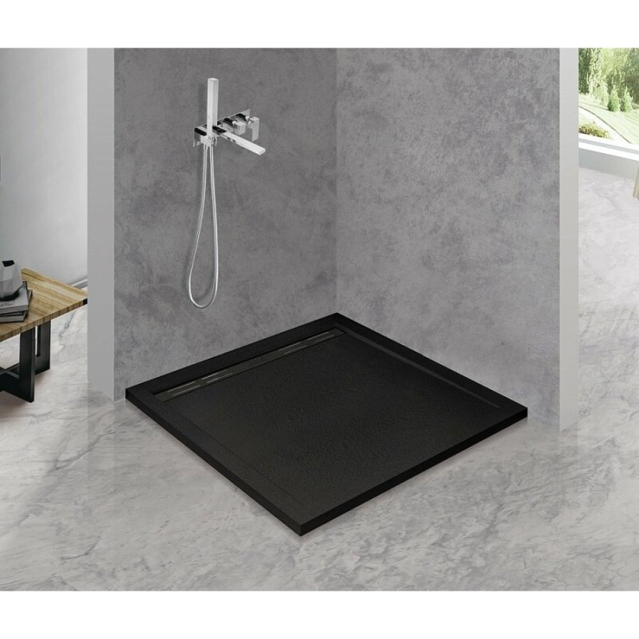 Душевой поддон Cezares TRAY-AS-A-90-30-NERO, 90 х 90 см, квадратный, искусственный камень, черный матовый