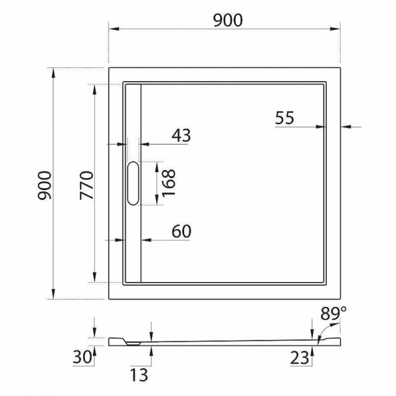 Душевой поддон Cezares TRAY-AS-A-90-30-W, 90 х 90 см, квадратный, искусственный камень, белый
