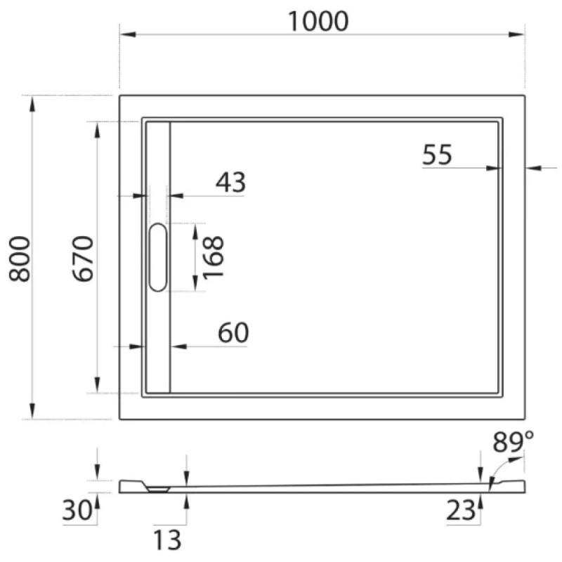Душевой поддон Cezares TRAY-AS-AH-100/80-30-W, 100 х 80 см, прямоугольный, искусственный камень, белый
