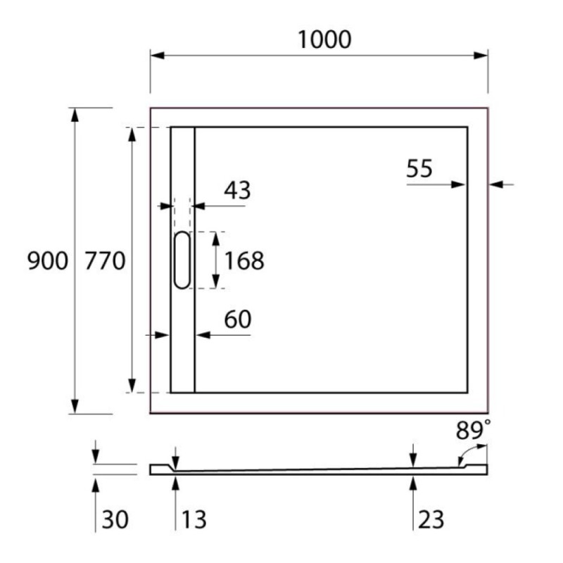 Душевой поддон Cezares Tray TRAY-AS-AH-100/90-30-W-AS 100 x 90 см из искусственного мрамора
