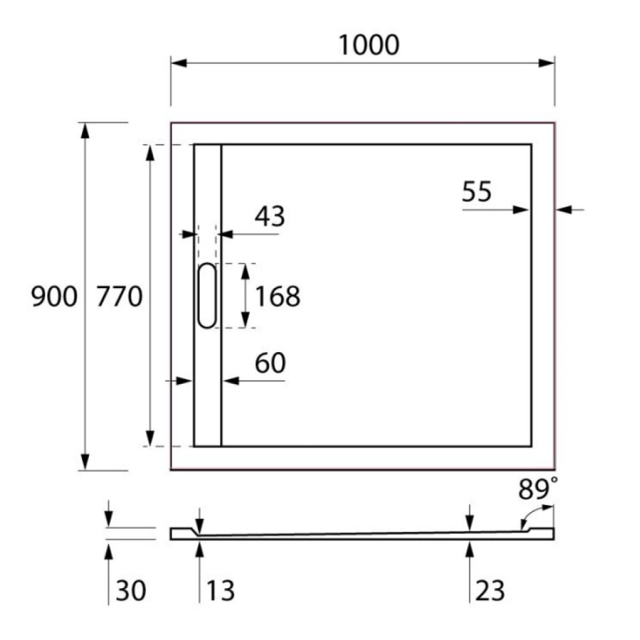 Душевой поддон Cezares Tray TRAY-AS-AH-100/90-30-W-AS 100 x 90 см из искусственного мрамора