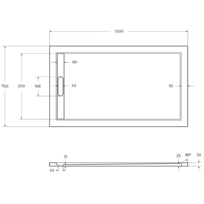 Душевой поддон Cezares TRAY-AS-AH-120/70-30-W, 120 х 70 см, прямоугольный, искусственный камень, белый