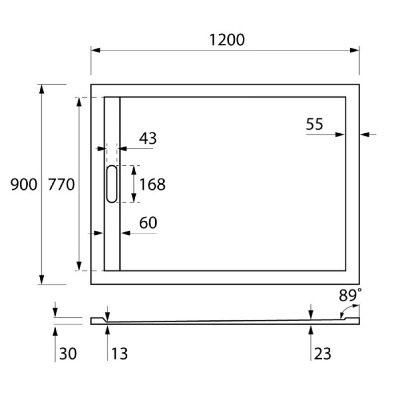 Душевой поддон Cezares Tray TRAY-AS-AH-120/90-30-W-AS 120 x 90 см из искусственного мрамора
