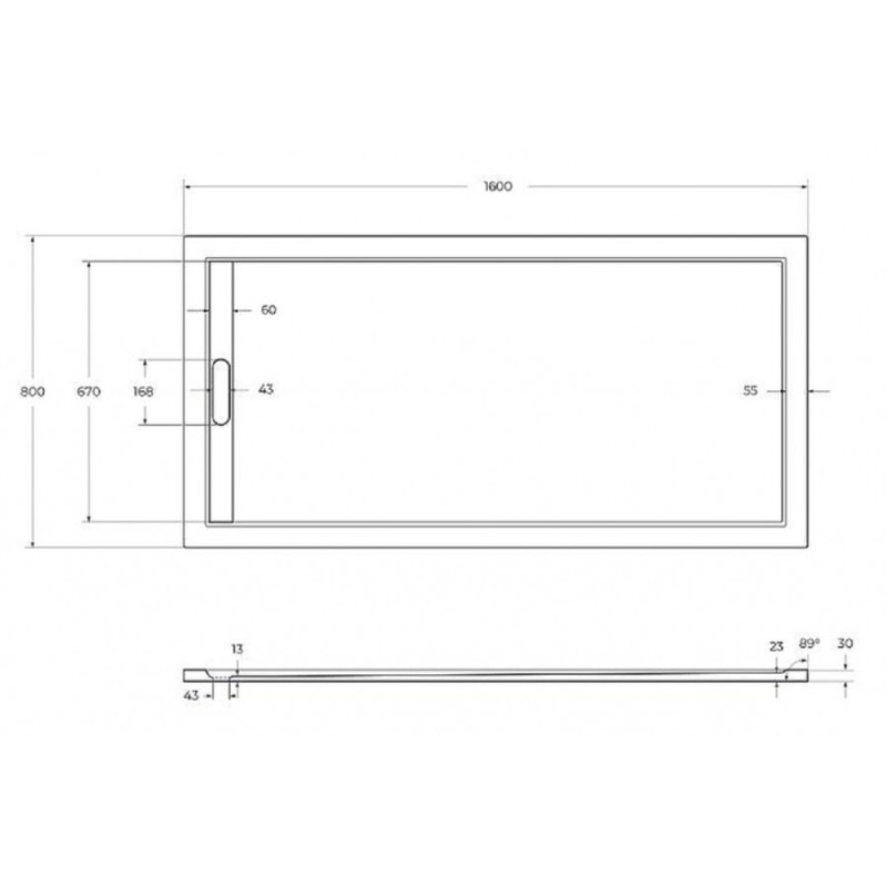 Душевой поддон Cezares TRAY-AS-AH-160/80-30-W, 160 х 80 см, прямоугольный, искусственный камень, белый