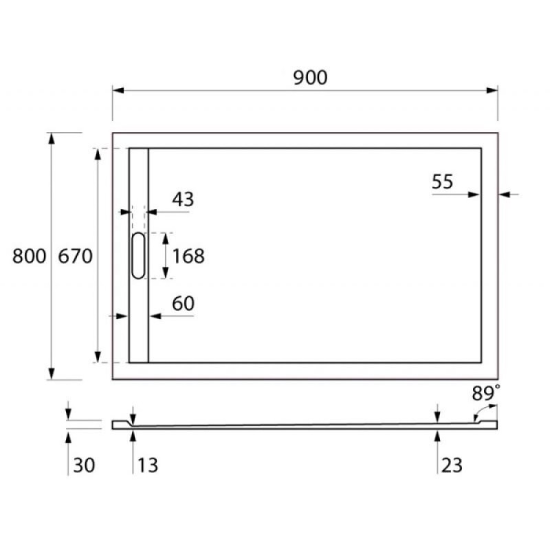 Душевой поддон Cezares Tray TRAY-AS-AH-90/80-30-W-AS 90 x 80 см из искусственного мрамора