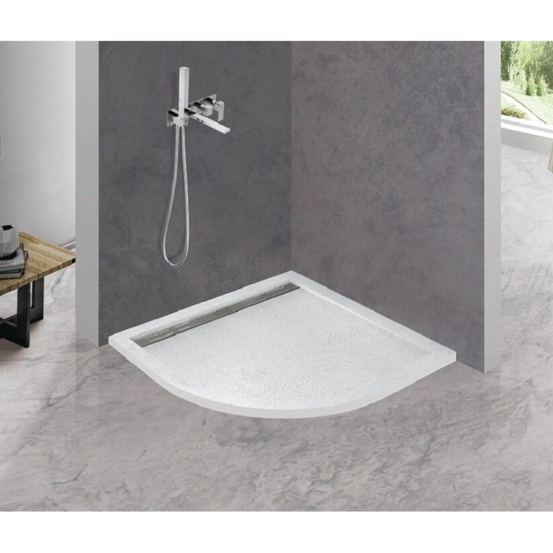 Душевой поддон Cezares TRAY-AS-R-80-30-W, 80 х 80 см, четверть круга, искусственный камень, белый
