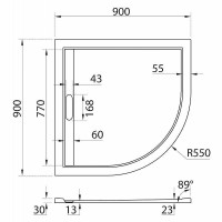 Душевой поддон Cezares Tray-AS-R-90-30-NERO, 90 х 90 см, четверть круга, искусственный камень, черный матовый