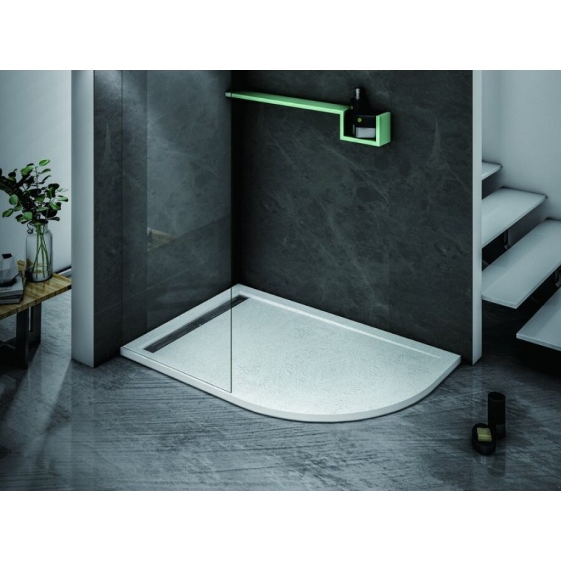 Душевой поддон Cezares TRAY-AS-RH-100/80-30-W-L, 100 х 80 см, асимметричный, искусственный камень, левый, белый