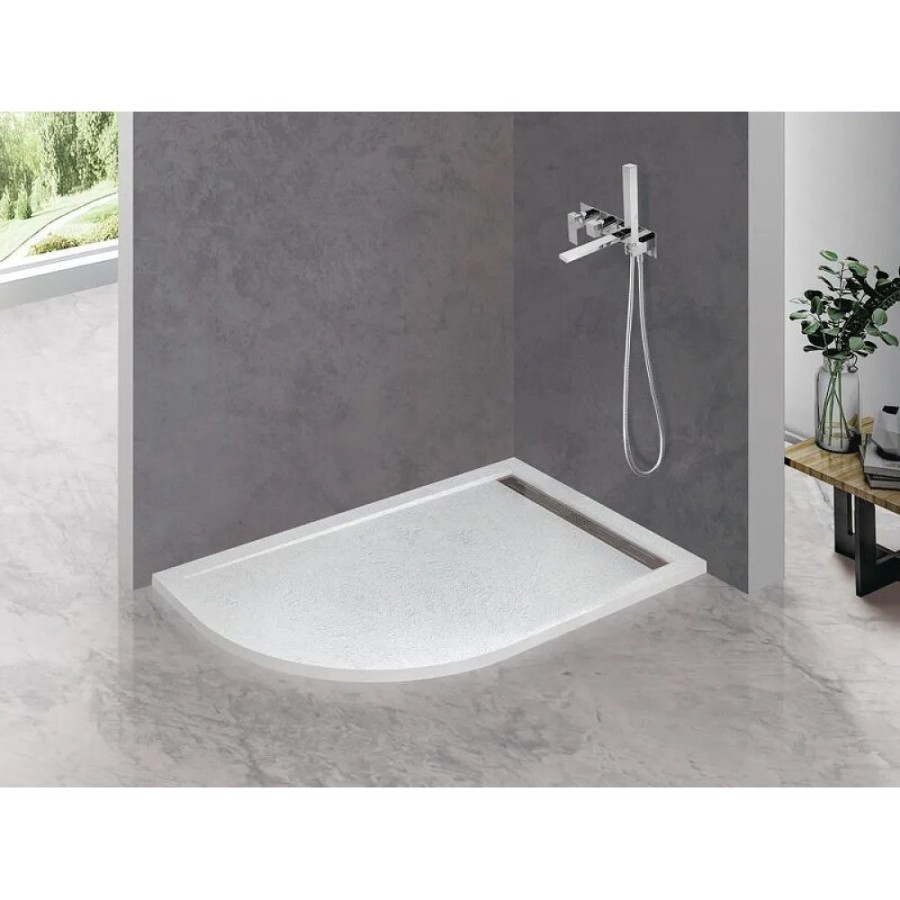 Душевой поддон Cezares TRAY-AS-RH-100/80-30-W-R, 100 х 80 см, асимметричный, искусственный камень, правый, белый