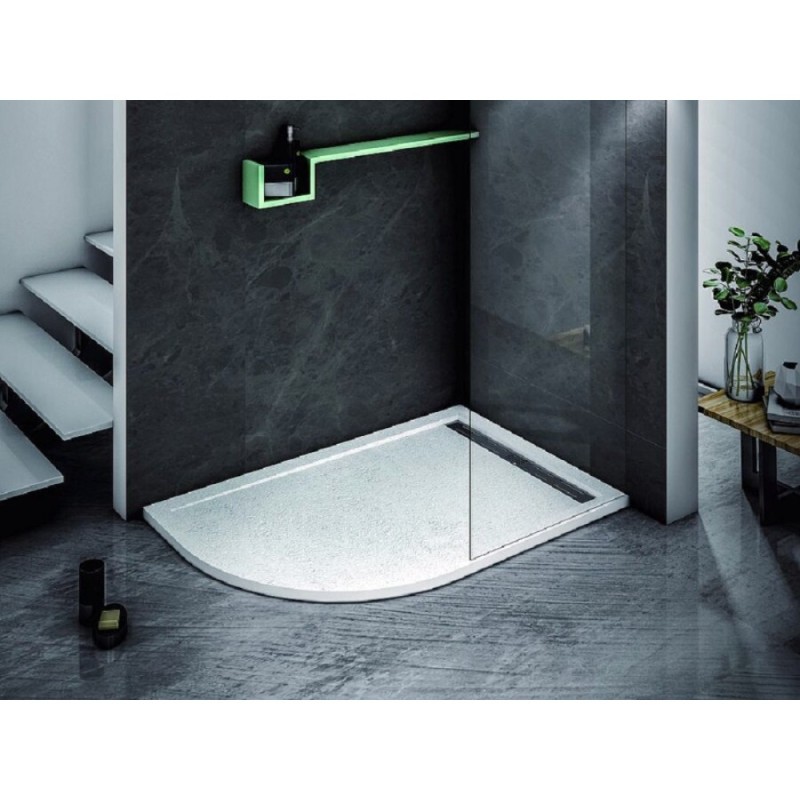 Душевой поддон Cezares Tray-AS-RH-120/80-30-W-R, 80 см, асимметричный, искусственный камень, белый