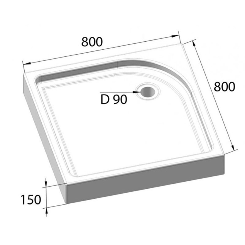 Душевой поддон BelBagno TRAY-BB-A-80-15-W0 80 x 80 см, квадратный
