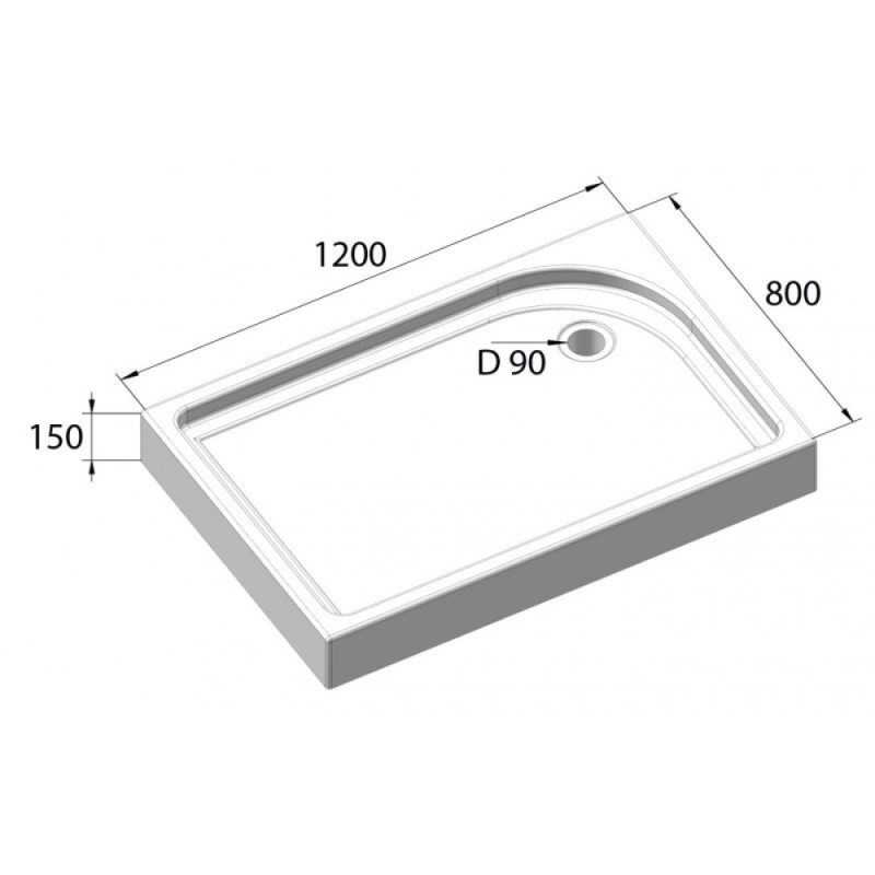 Душевой поддон BelBagno TRAY-BB-AH-120/80-15-W-L/R 120 x 80 см с сифоном слева/справа