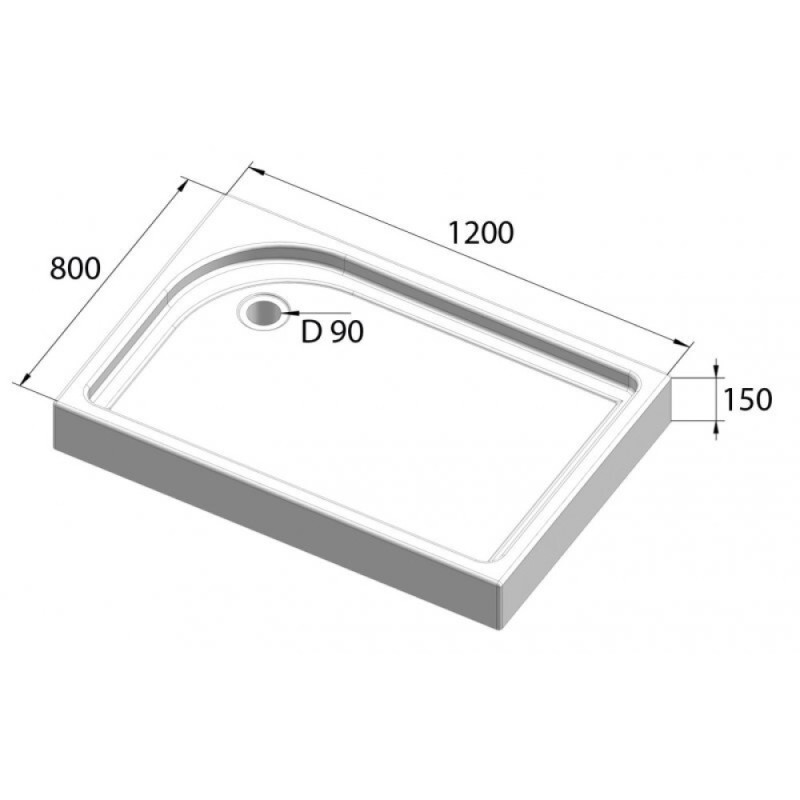 Душевой поддон BelBagno TRAY-BB-AH-120/80-15-W-L/R 120 x 80 см с сифоном слева/справа