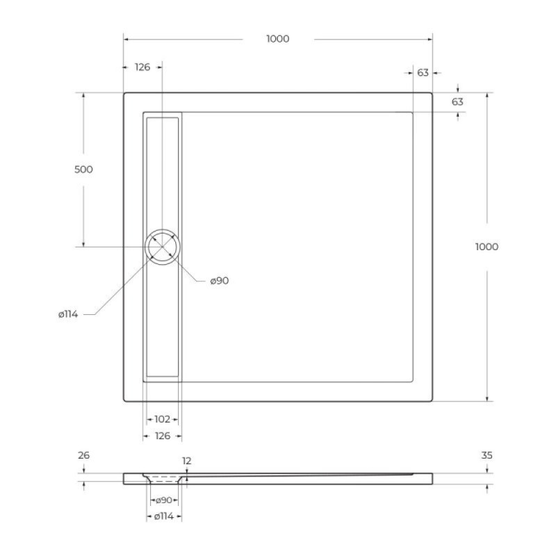 Душевой поддон BelBagno Due TRAY-BB-DUE-A-100-4-W0, 100 x 100 см, акриловый, квадратный, белый