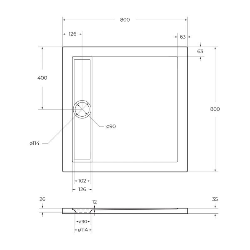 Душевой поддон BelBagno Due TRAY-BB-DUE-A-80-4-W0, 80 x 80 см, акриловый, квадратный, белый