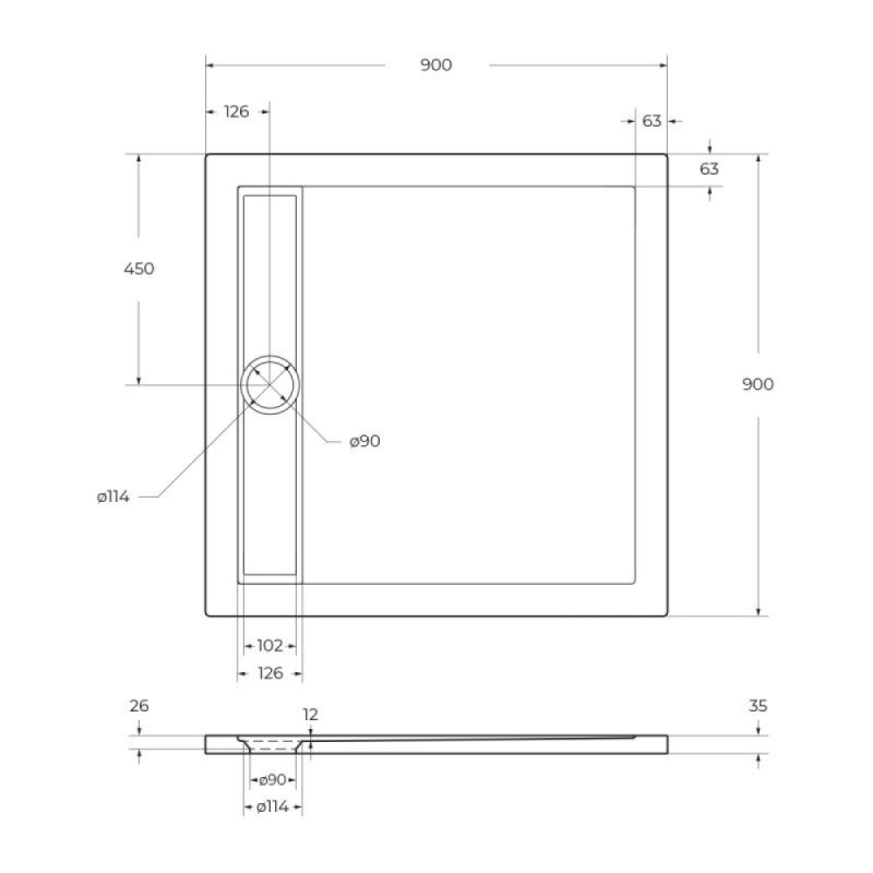 Душевой поддон BelBagno Due TRAY-BB-DUE-A-90-4-W0, 90 x 90 см, акриловый, квадратный, белый