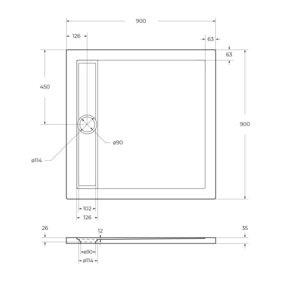 Душевой поддон BelBagno Due TRAY-BB-DUE-A-90-4-W0, 90 x 90 см, акриловый, квадратный, белый