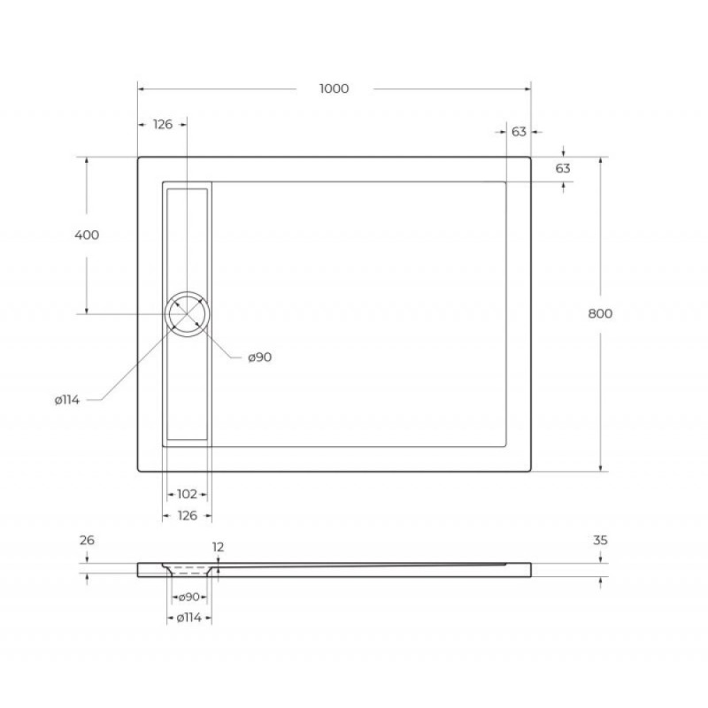 Душевой поддон BelBagno Due TRAY-BB-DUE-AH-100/80-4-W0, 100 x 80 см, акриловый, прямоугольный, белый