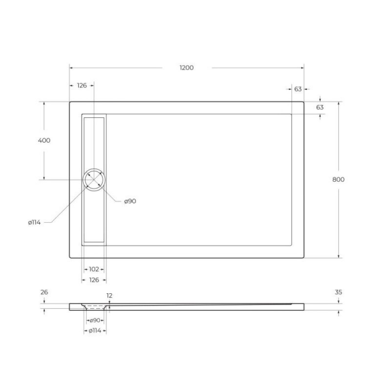 Душевой поддон BelBagno Due TRAY-BB-DUE-AH-120/80-4-W0, 120 x 80 см, акриловый, прямоугольный, белый