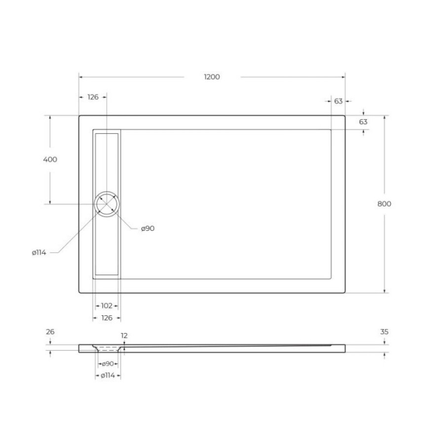 Душевой поддон BelBagno Due TRAY-BB-DUE-AH-120/80-4-W0, 120 x 80 см, акриловый, прямоугольный, белый