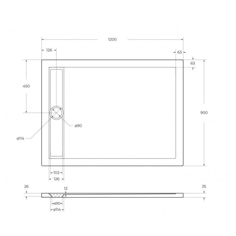 Душевой поддон BelBagno Due TRAY-BB-DUE-AH-120/90-4-W0, 120 x 90 см, акриловый, прямоугольный, белый